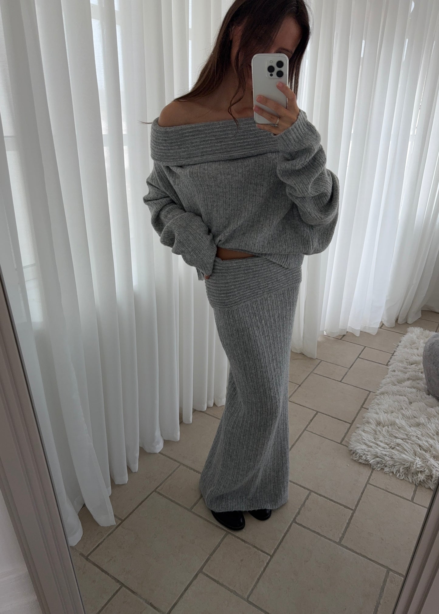 FILIPPA KNITSKIRT - Grå