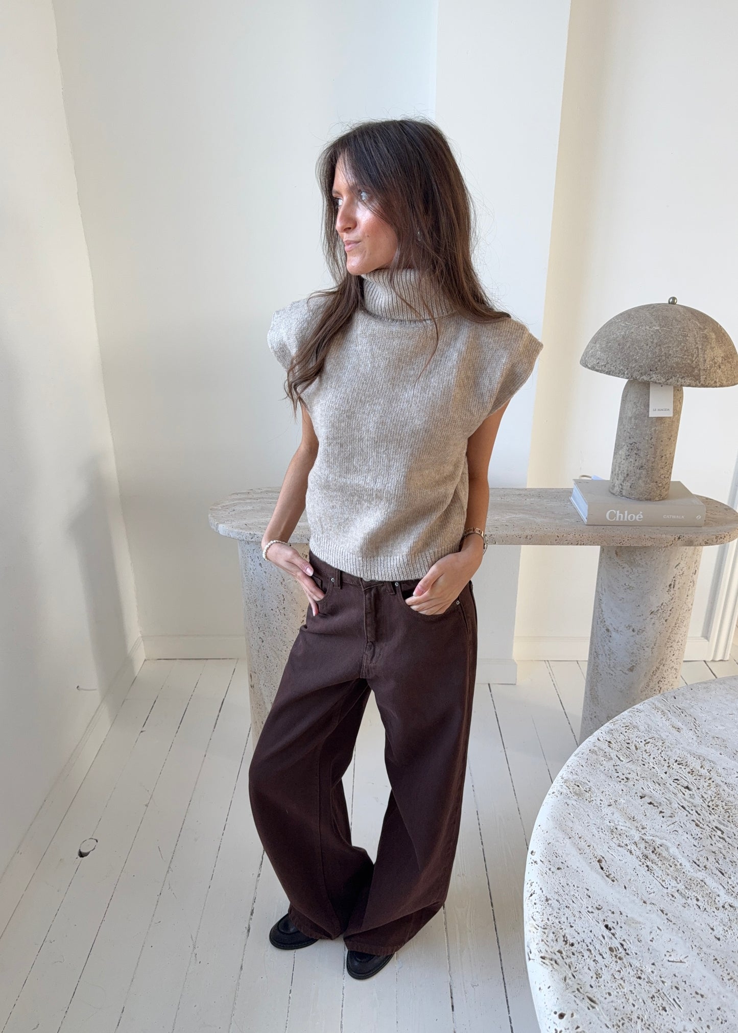 Strik-MAGDA Vest - Beige