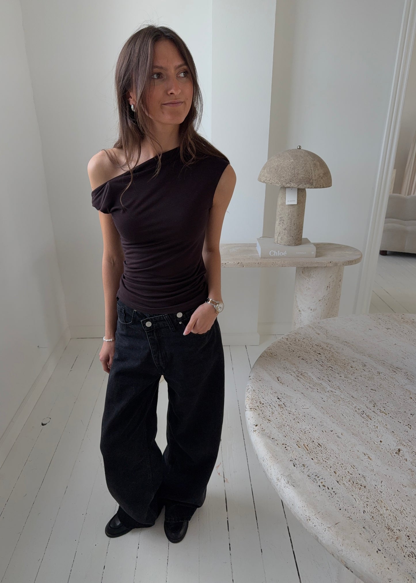 LIVA TOP - Mørkebrun