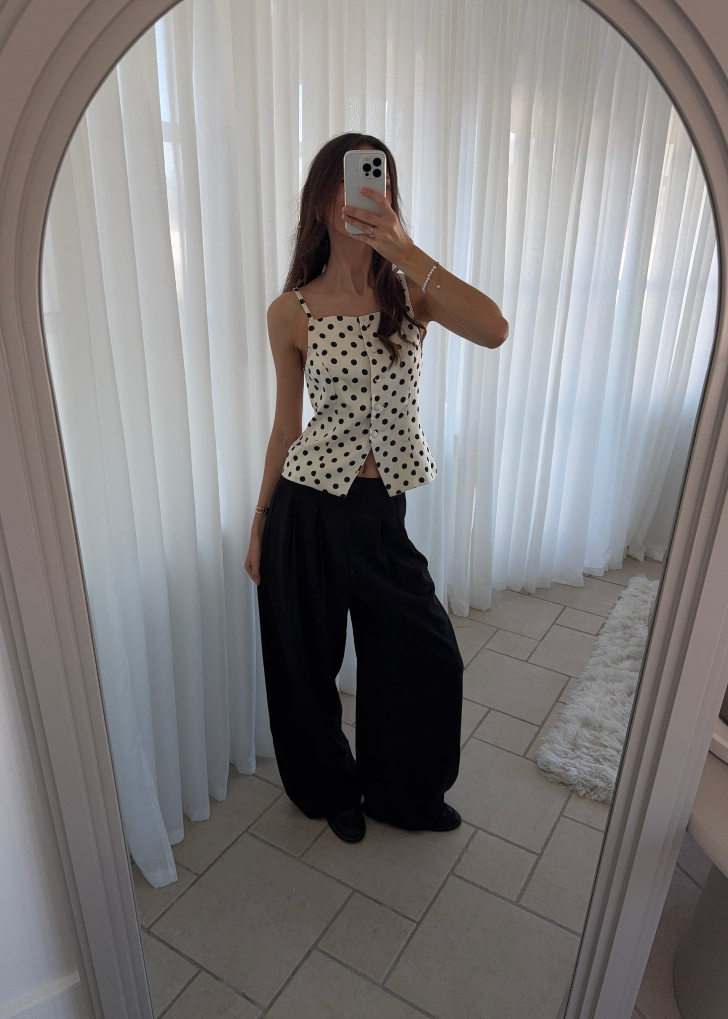 PHILINE TOP - Sort/Hvid