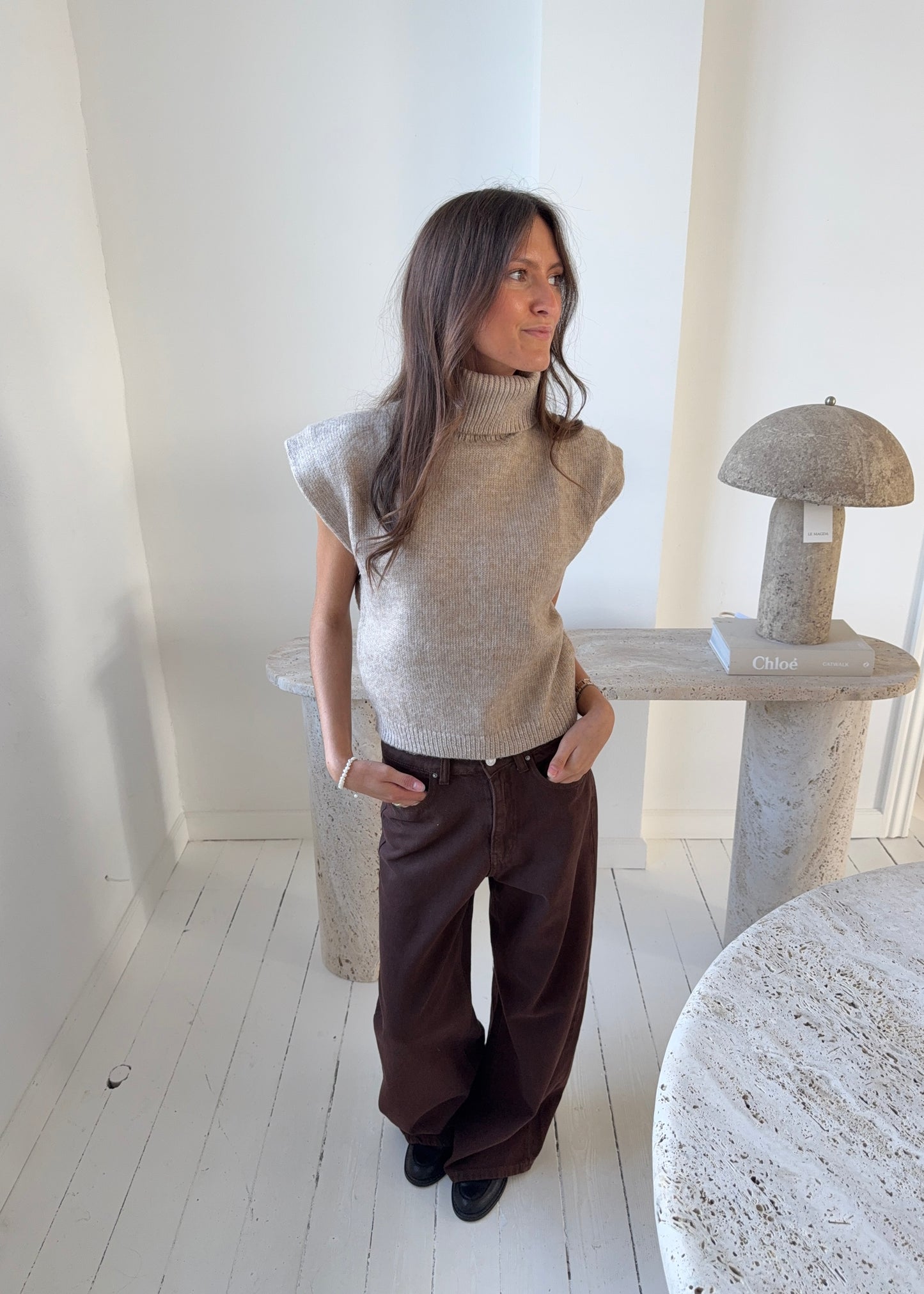Strik-MAGDA Vest - Beige