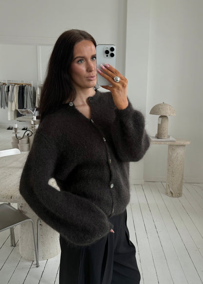 Mohair-MAGDA Cardigan - Mørkebrun