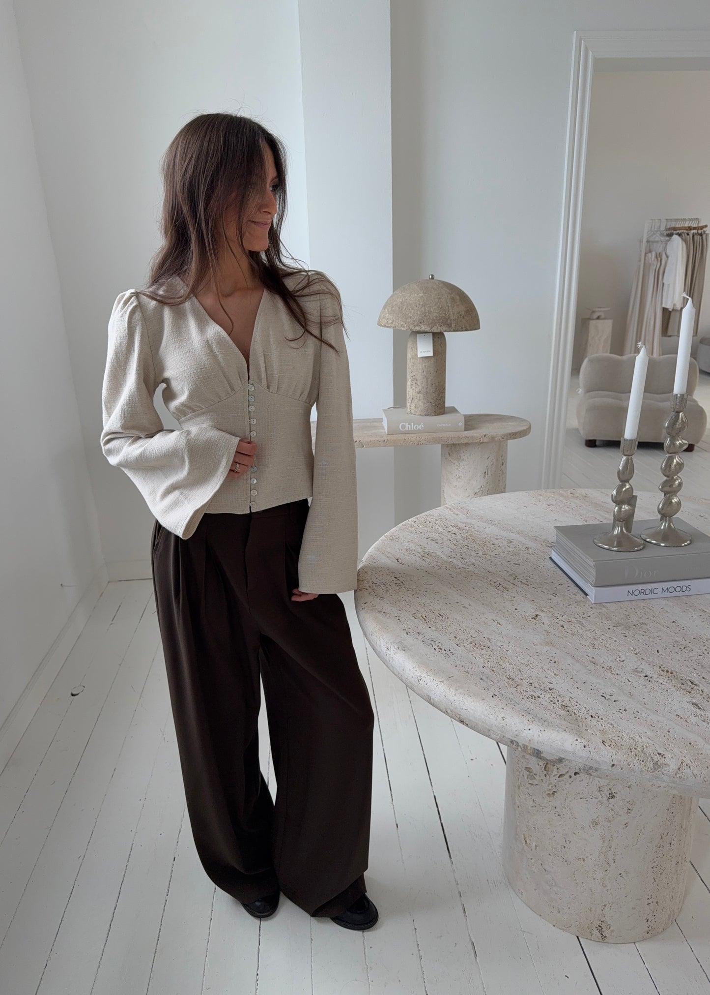 Feline Long Sleeve Shirt - Beige
