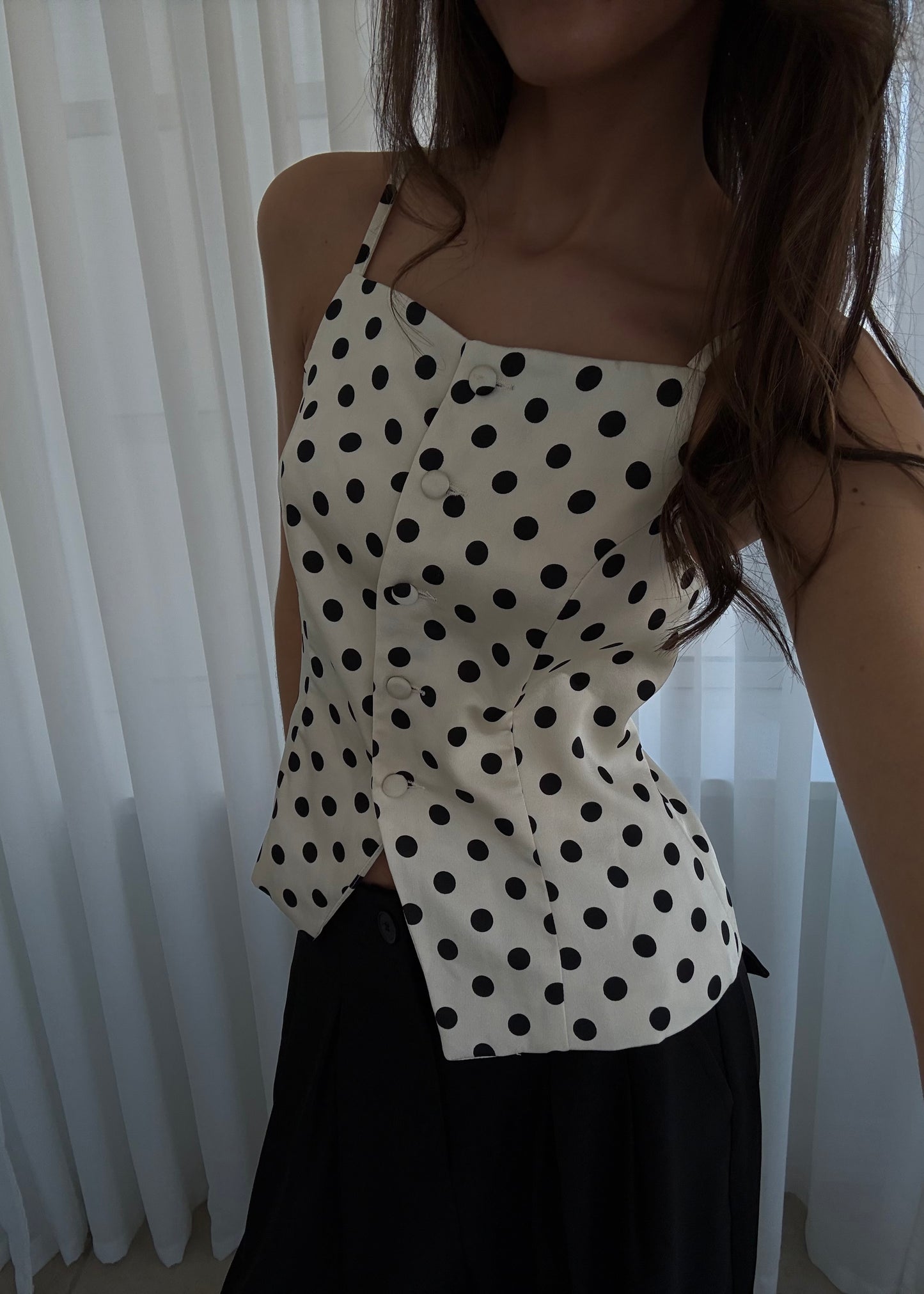 PHILINE TOP - Sort/Hvid