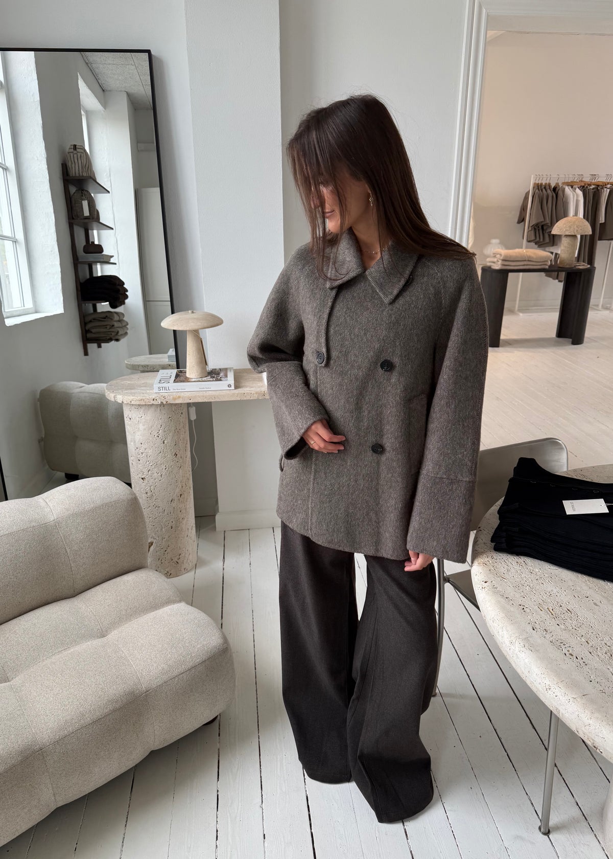 FLORINE ULDJAKKE - Taupe