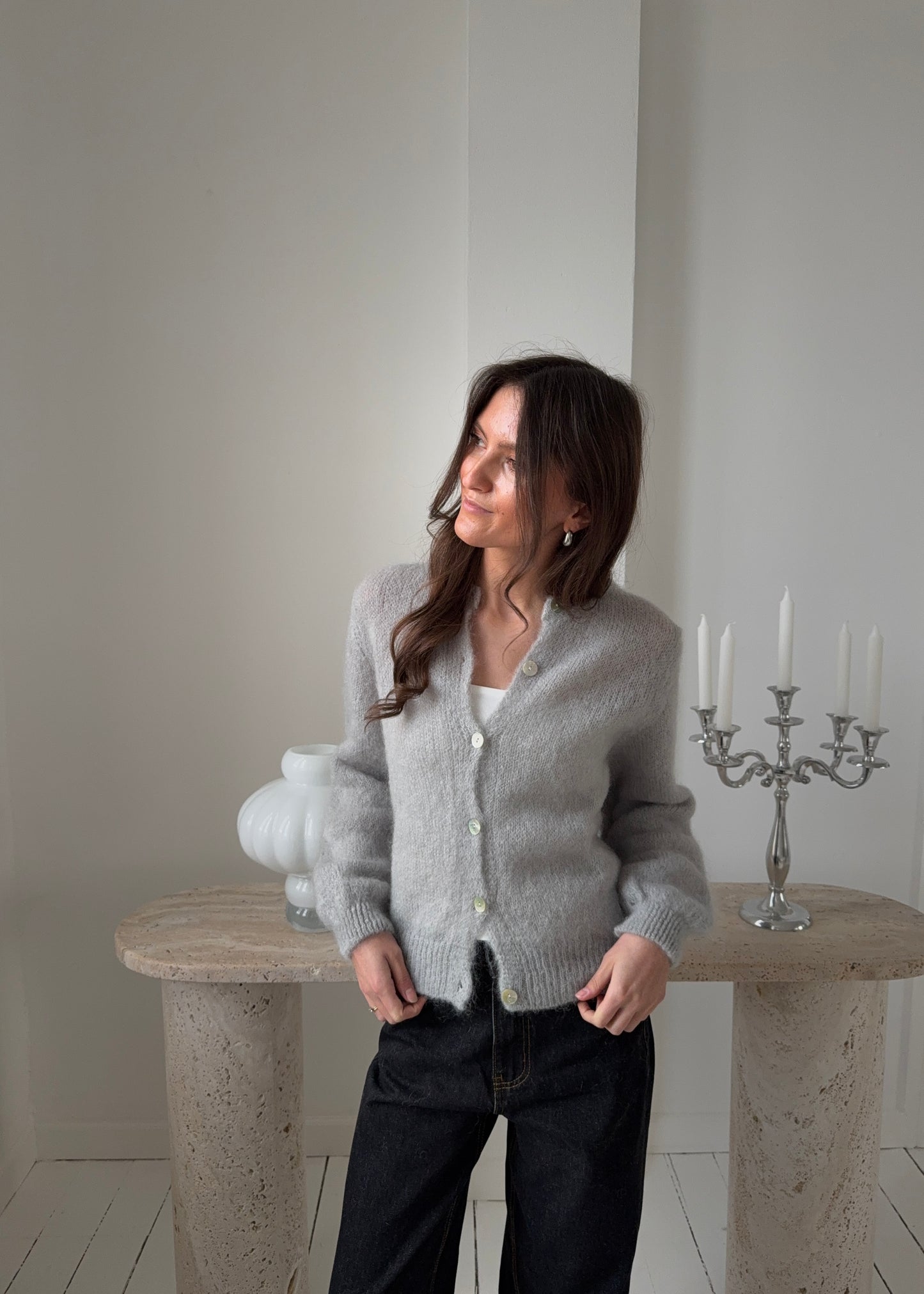 Mohair-MAGDA Cardigan - Grå
