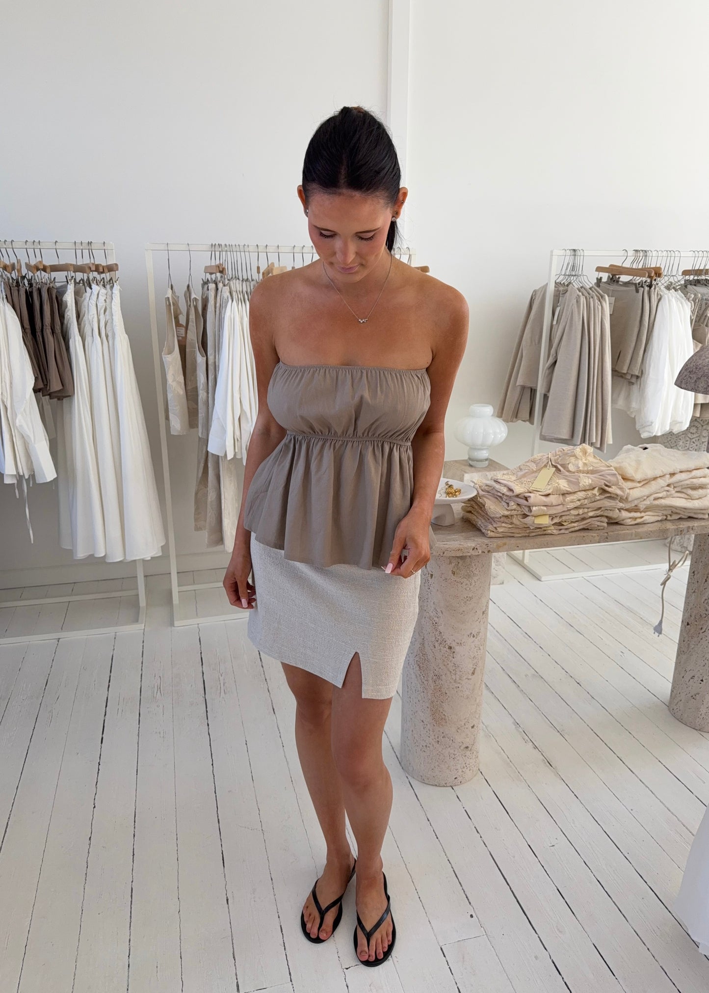 MAY HØR TOP - Brun