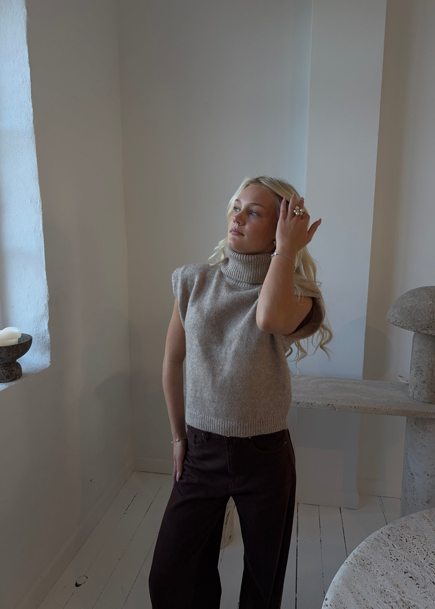 Strik-MAGDA Vest - Beige