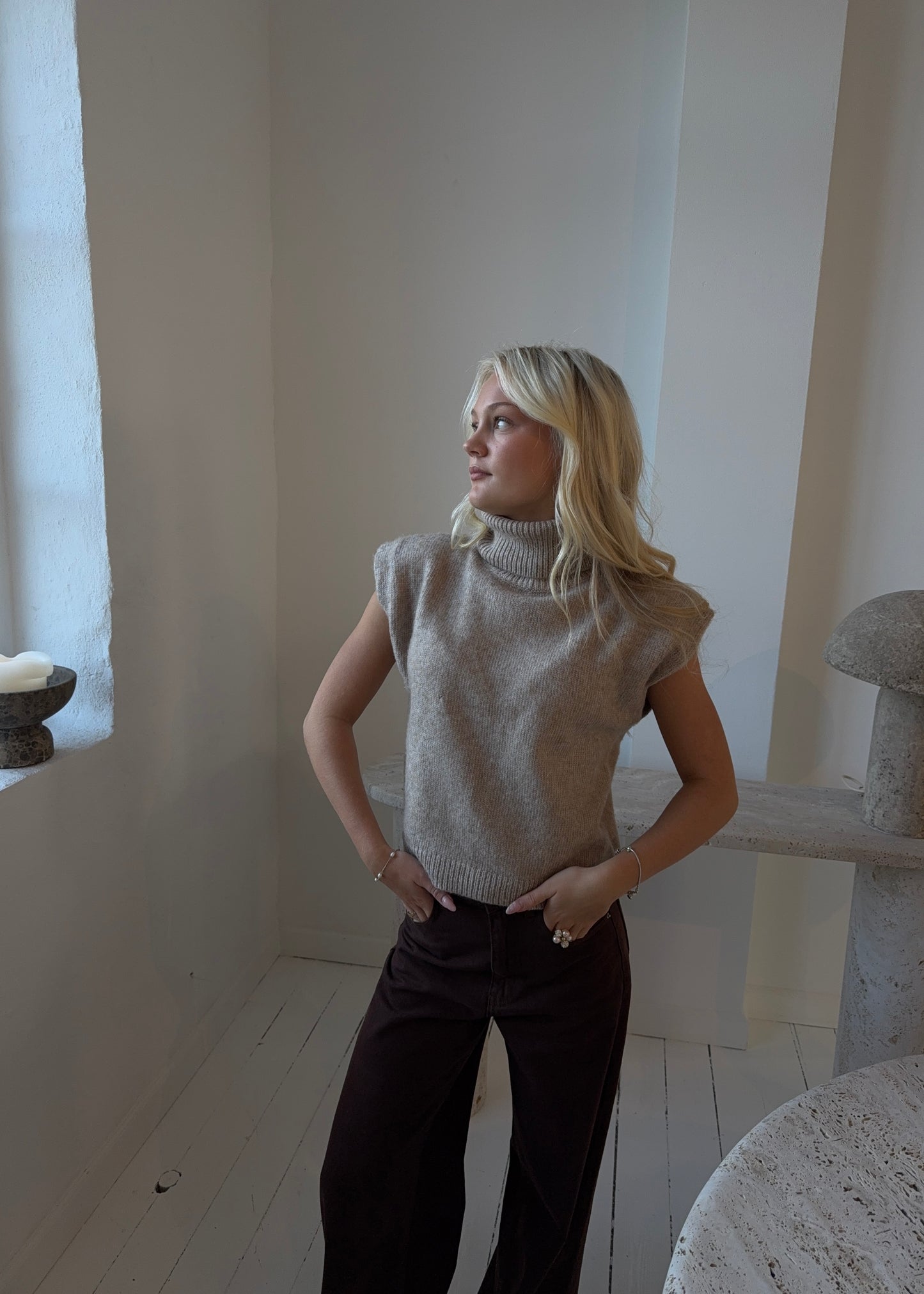 Strik-MAGDA Vest - Beige