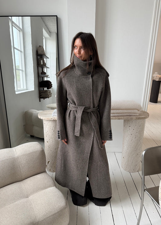 FLORINE ULDJAKKE LANG - Taupe