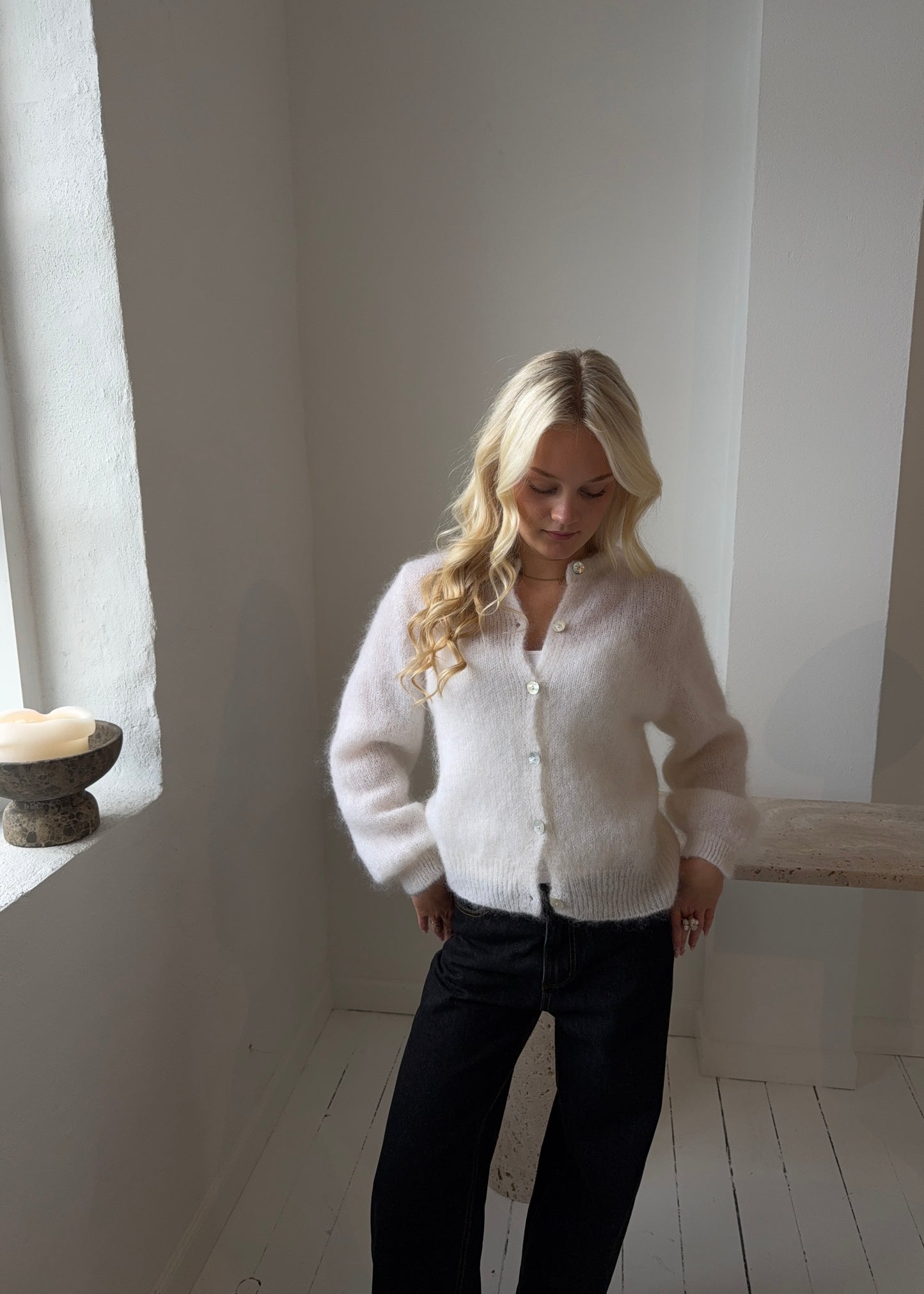 Mohair-MAGDA Cardigan - Hvid