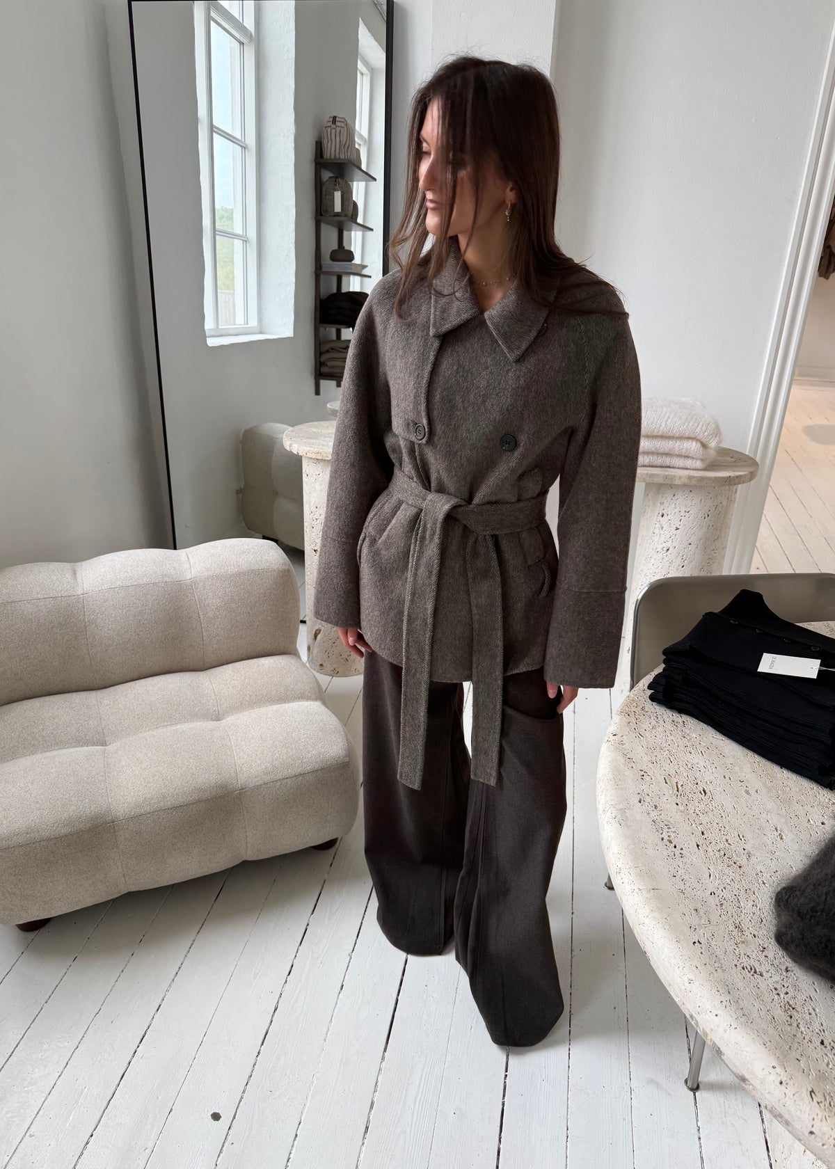 FLORINE ULDJAKKE - Taupe
