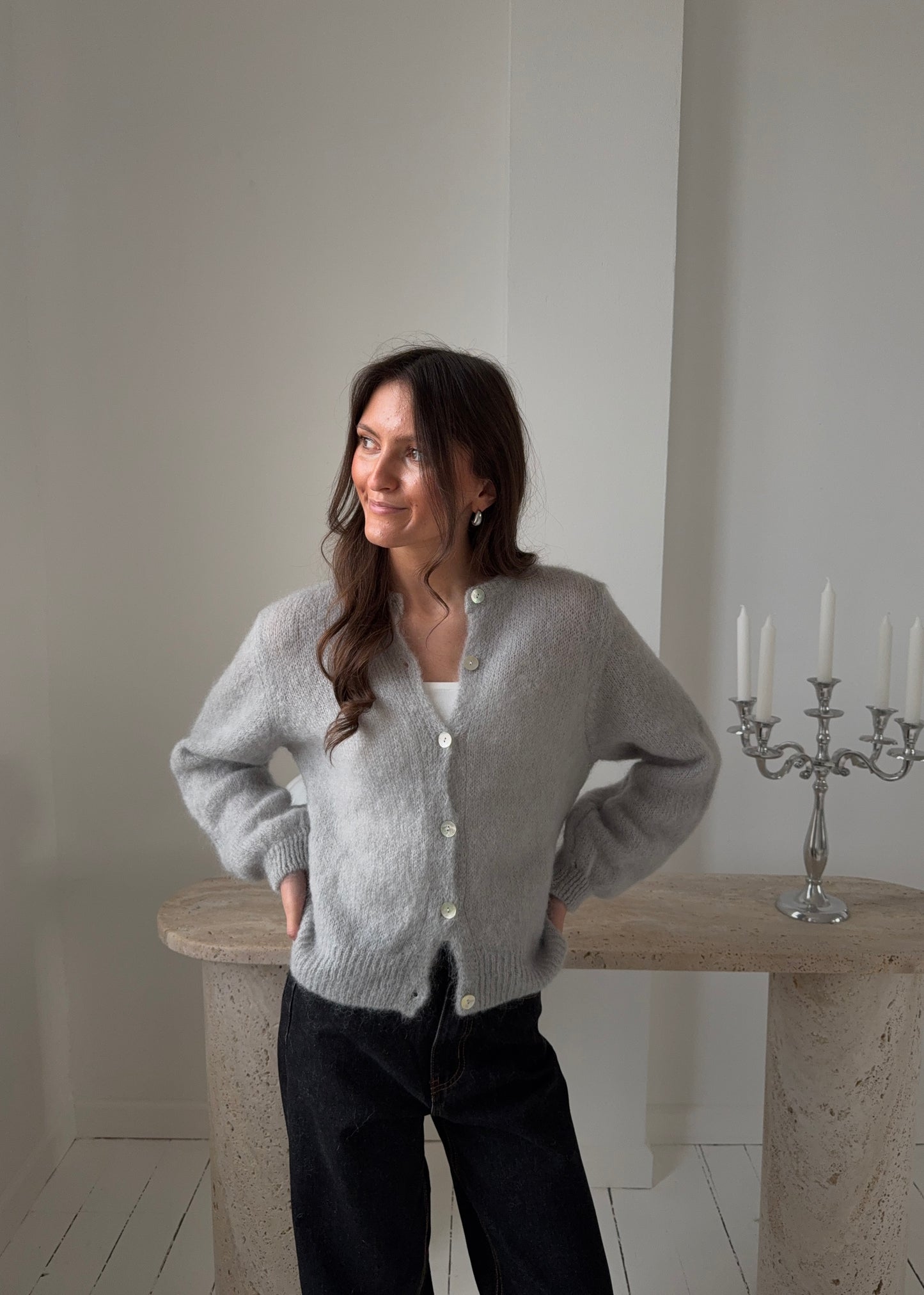 Mohair-MAGDA Cardigan - Grå