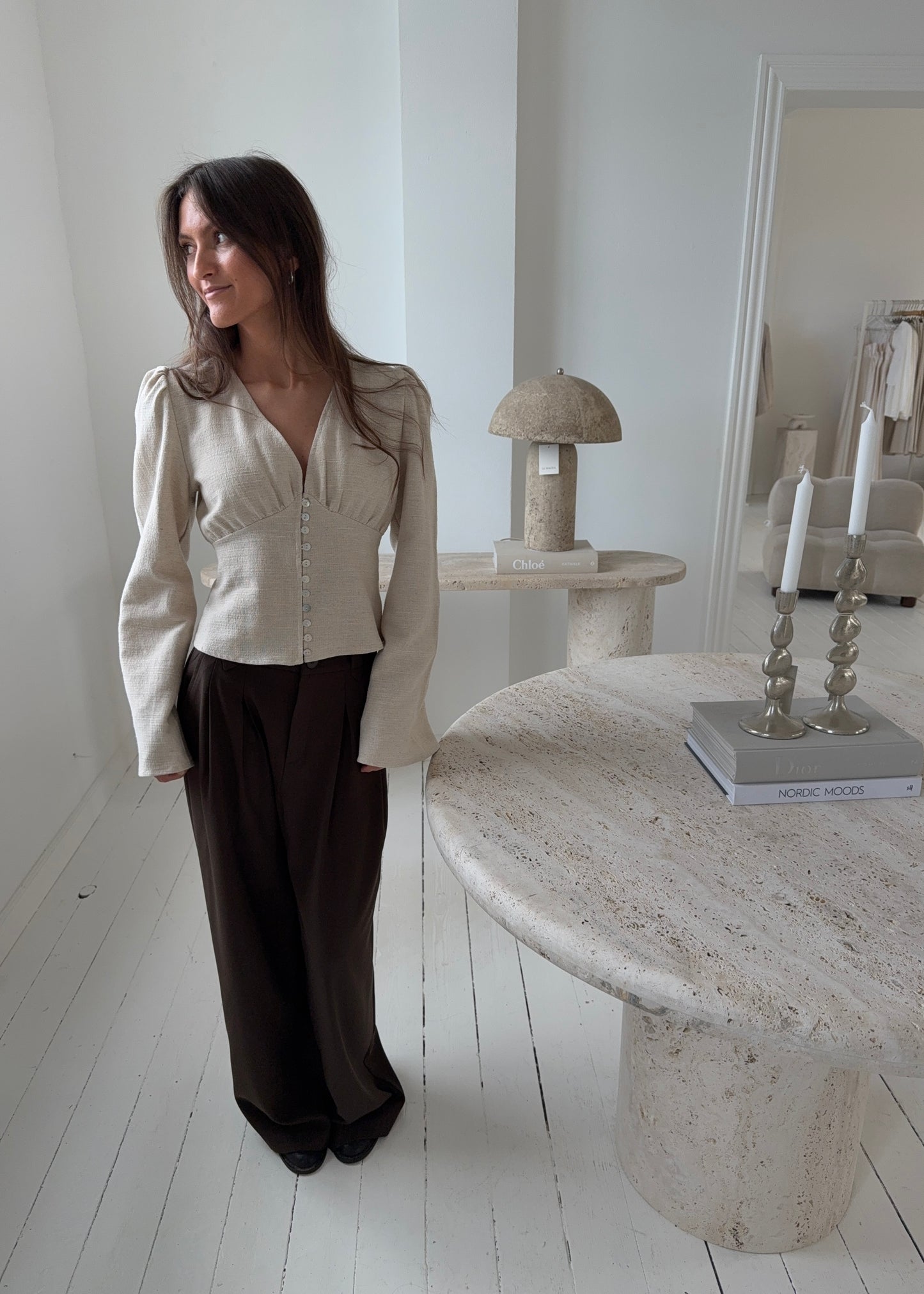 Feline Long Sleeve Shirt - Beige