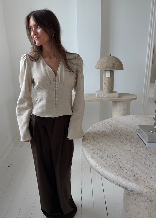 Feline Long Sleeve Shirt - Beige