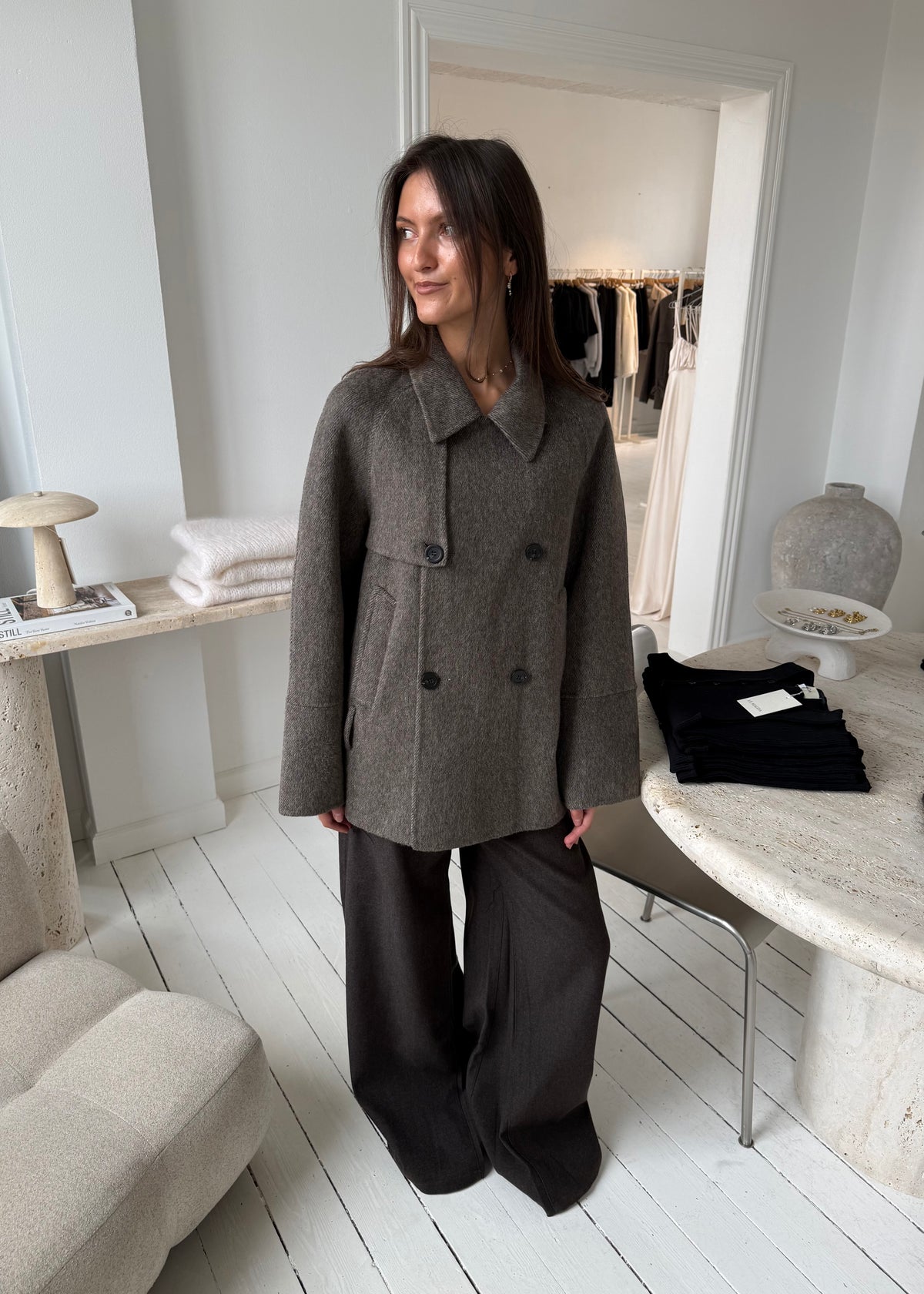 FLORINE ULDJAKKE - Taupe