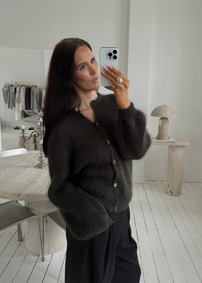 Mohair-MAGDA Cardigan - Mørkebrun