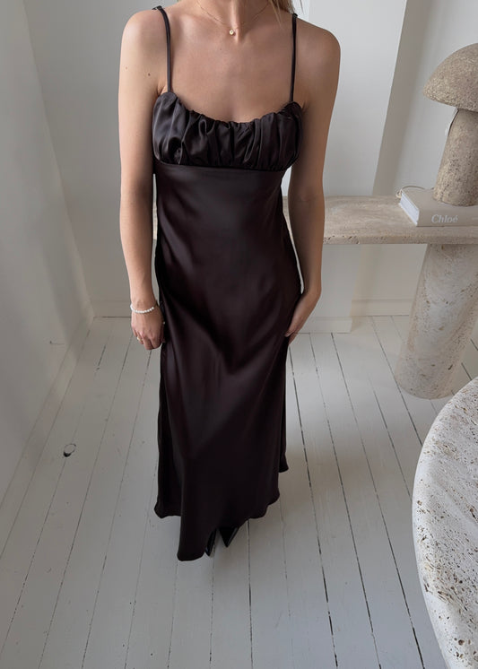 FIONA MAXI DRESS - Brun