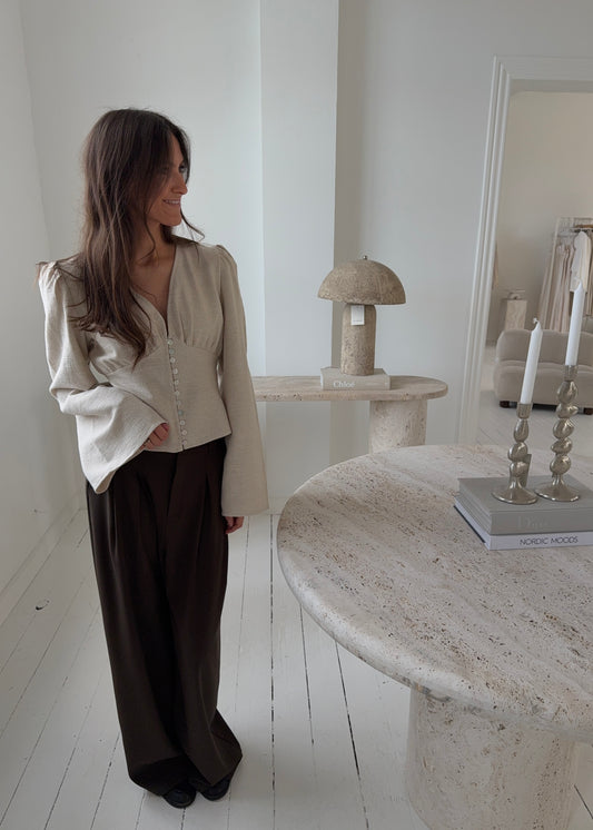 Feline Long Sleeve Shirt - Beige