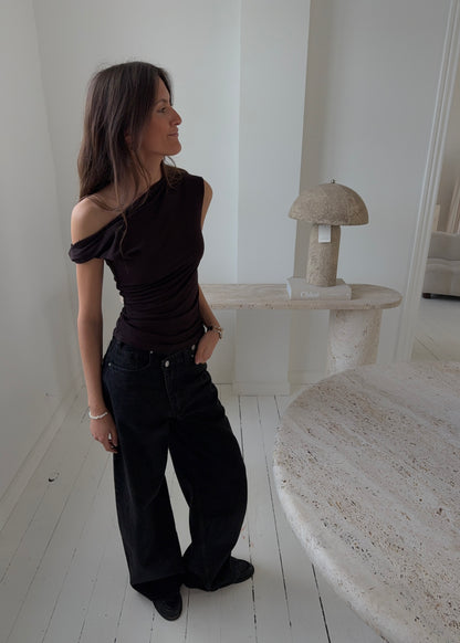 LIVA TOP - Mørkebrun