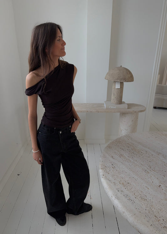LIVA TOP - Mørkebrun
