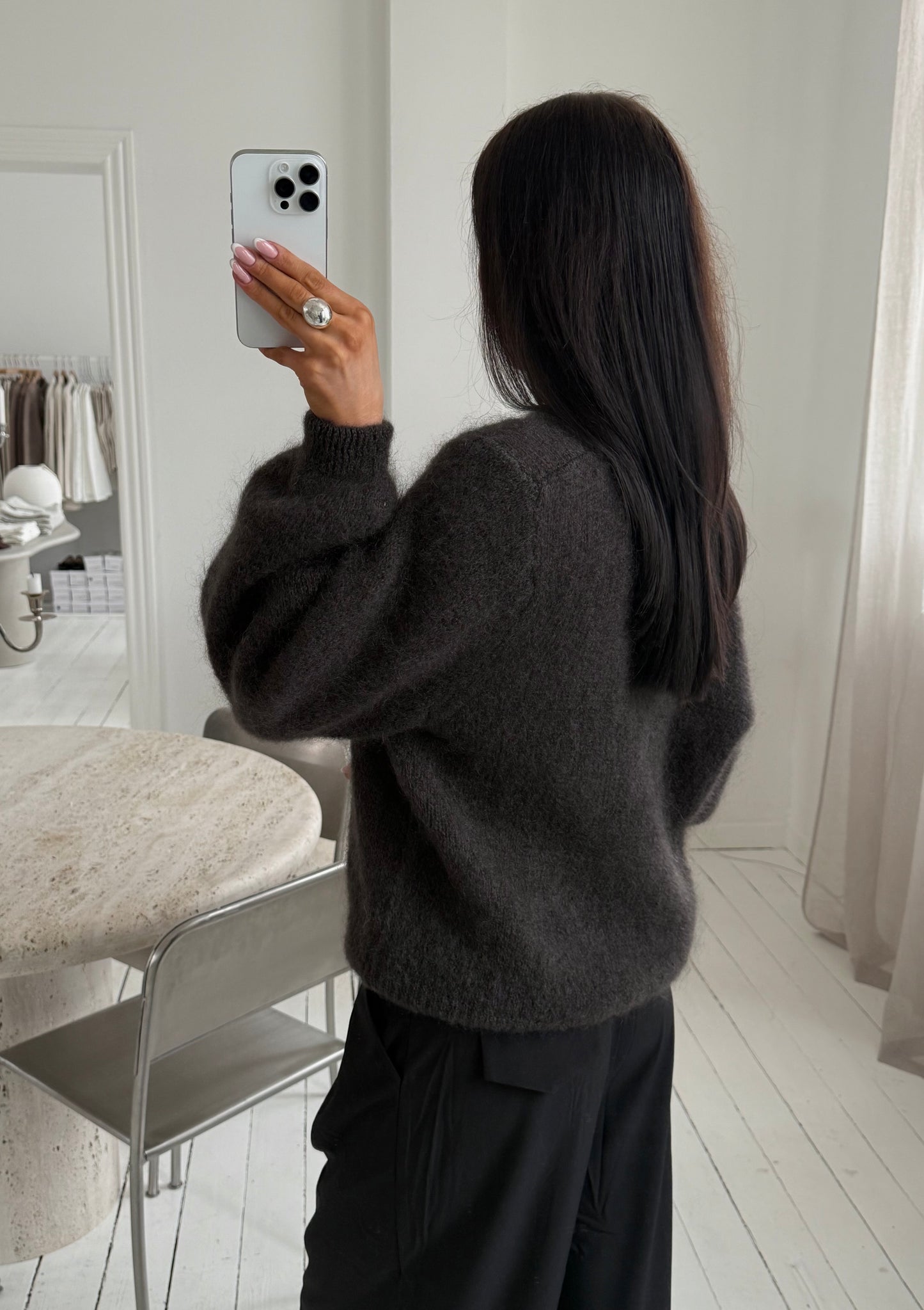 Mohair-MAGDA Cardigan - Mørkebrun