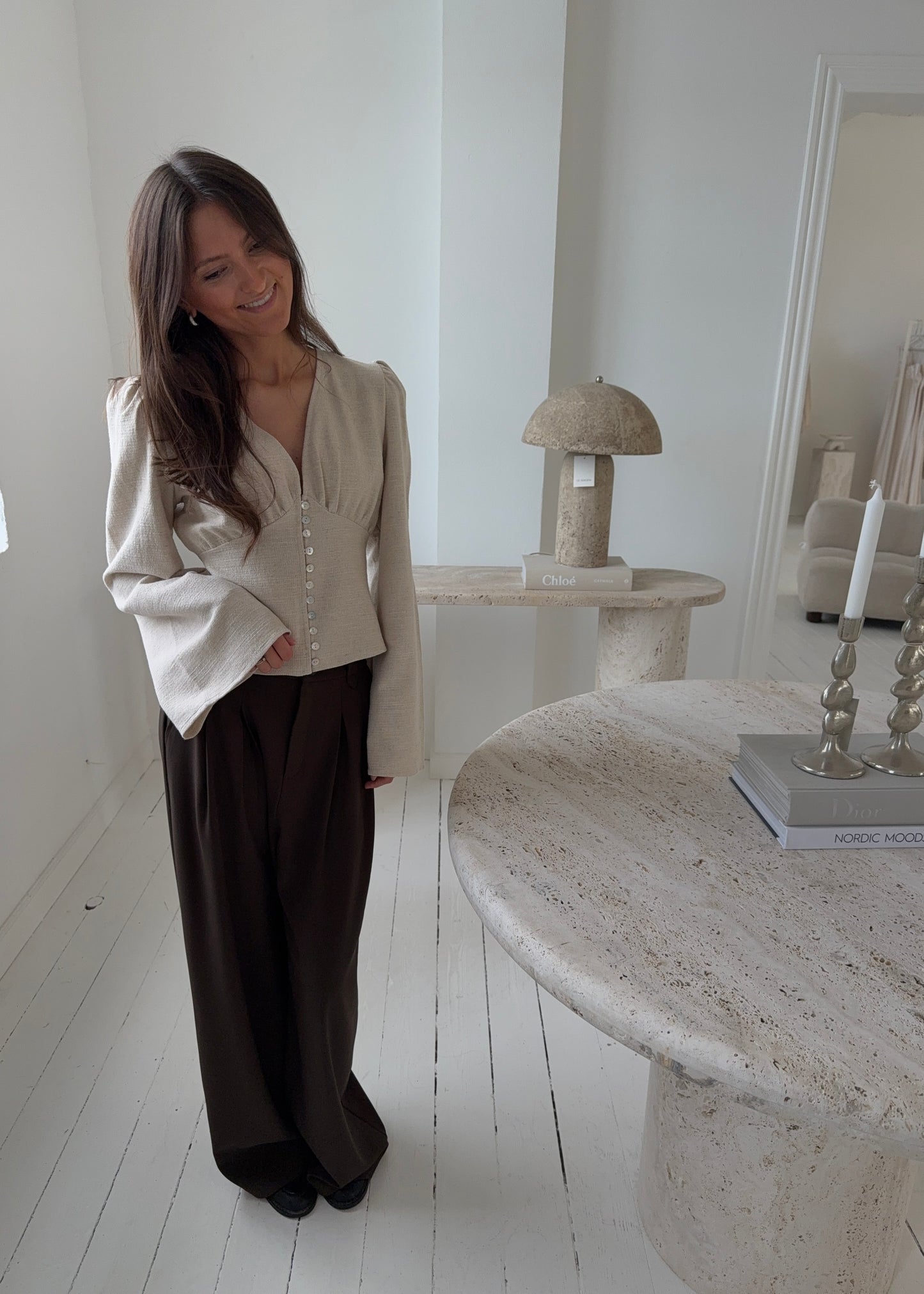 Feline Long Sleeve Shirt - Beige