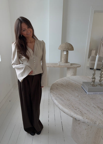 Feline Long Sleeve Shirt - Beige