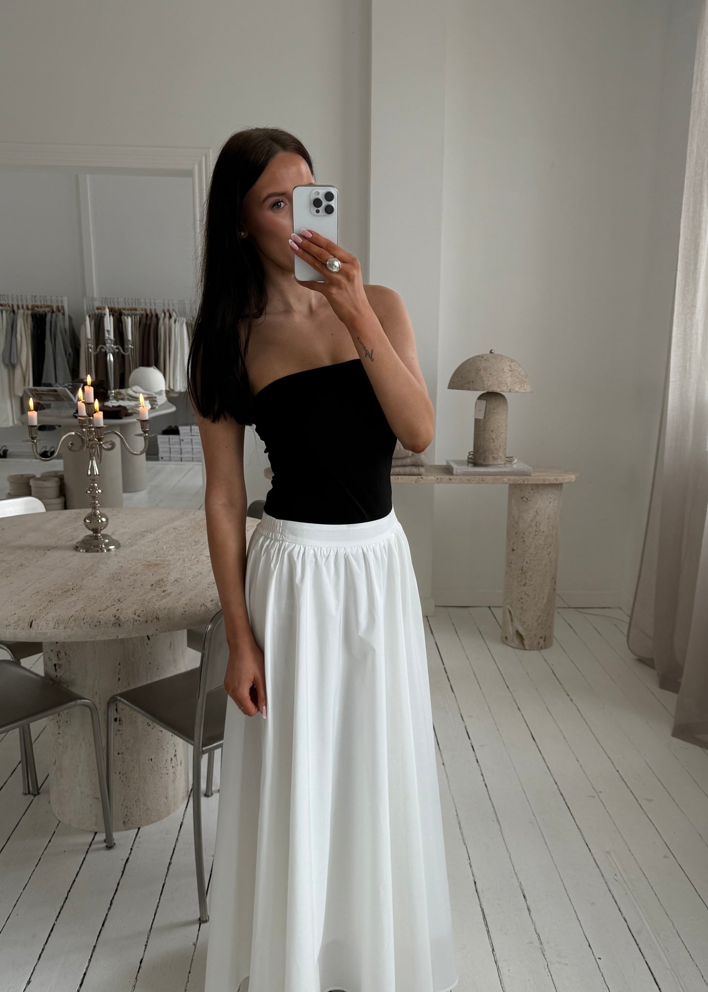 OPHELIA MAXI SKIRT - Hvid
