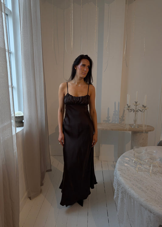 FIONA MAXI DRESS - Brun