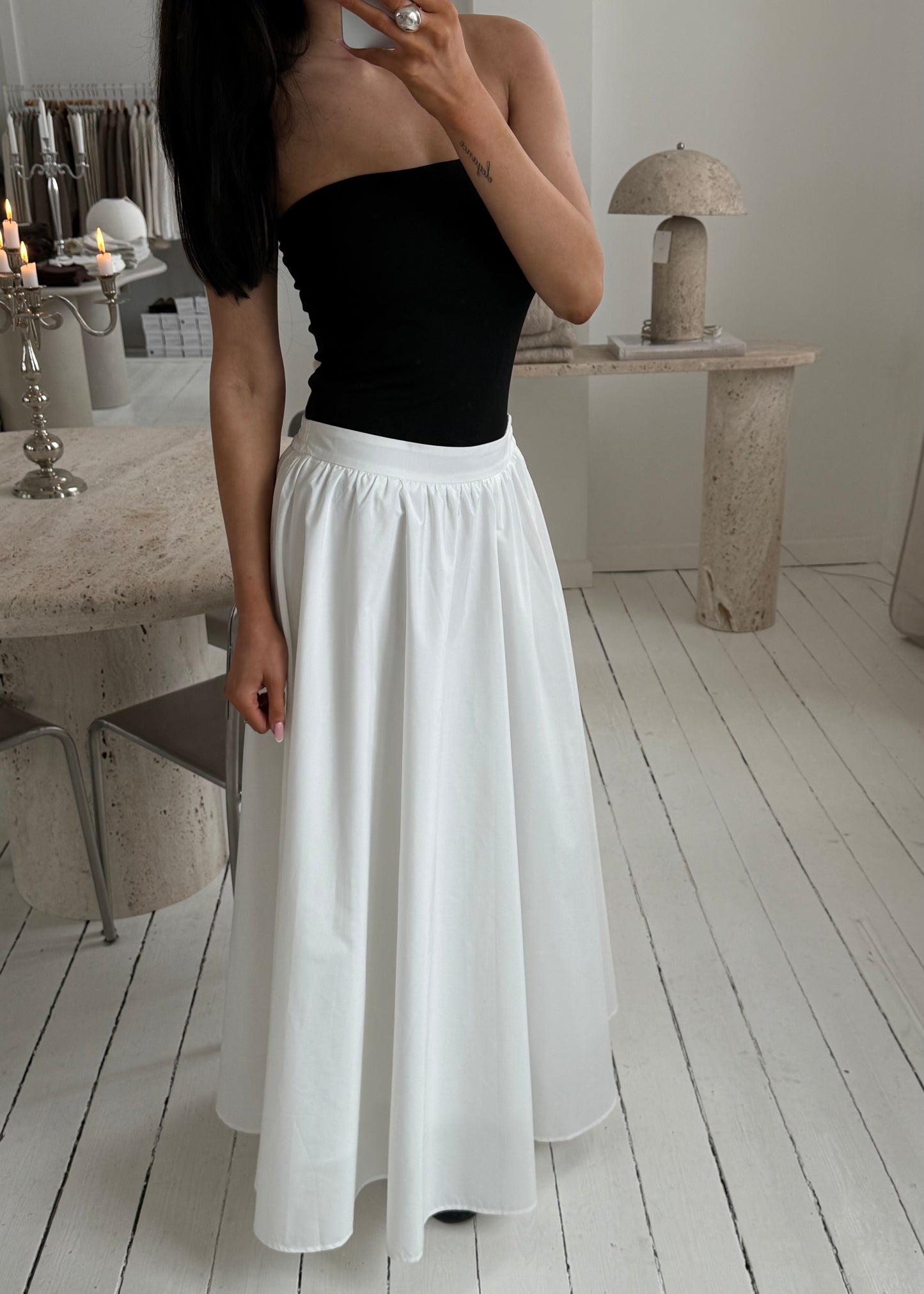 OPHELIA MAXI SKIRT - Hvid