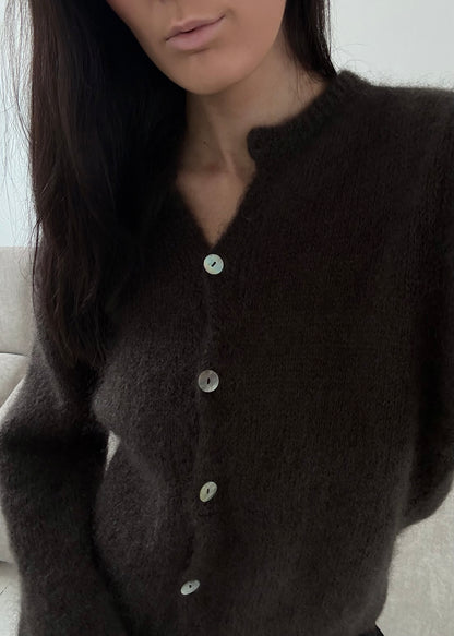Mohair-MAGDA Cardigan - Mørkebrun