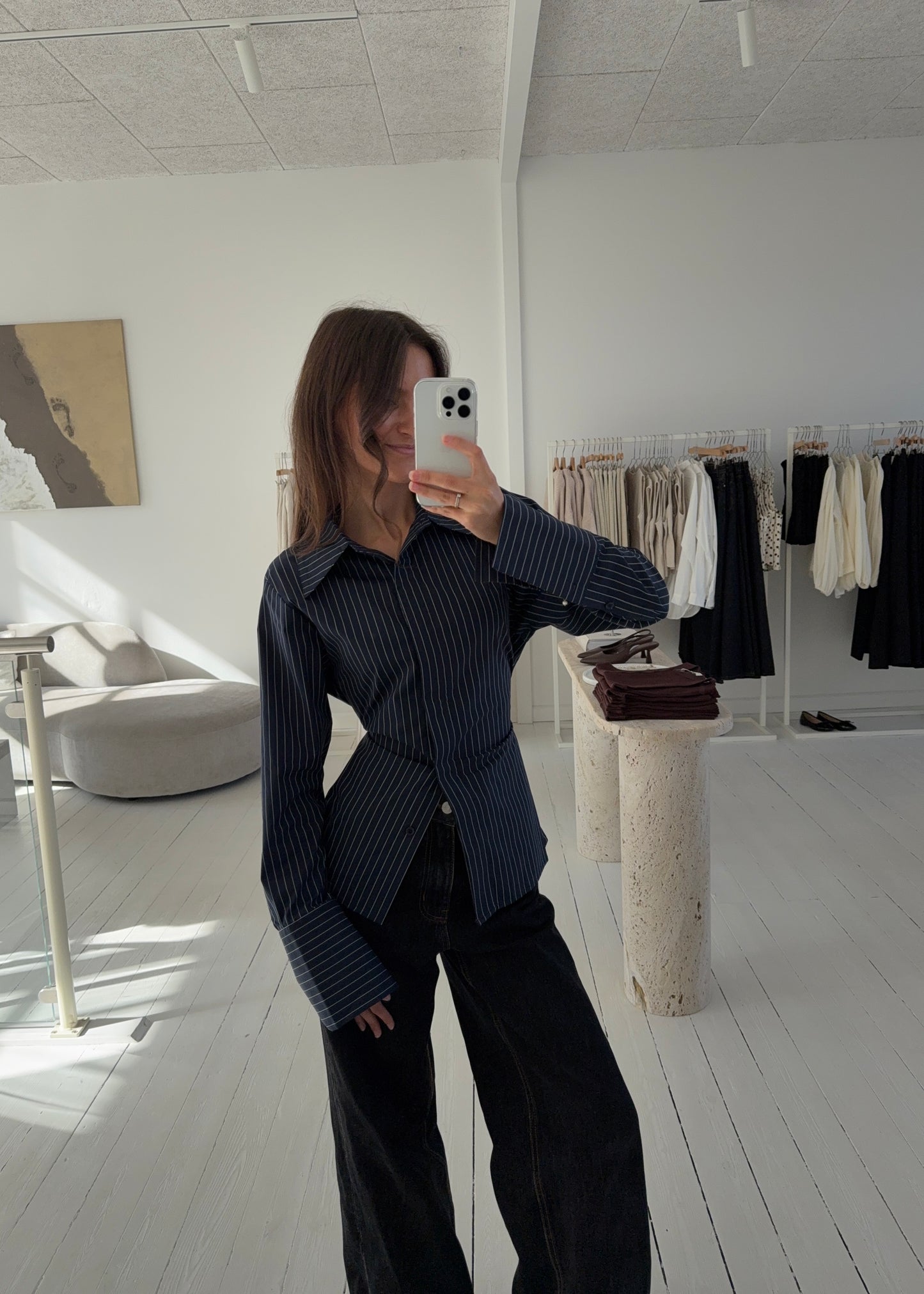 ROSA FITTED SHIRT - Blå/Hvid